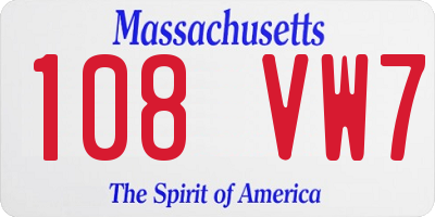 MA license plate 108VW7