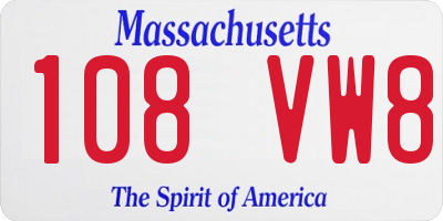 MA license plate 108VW8