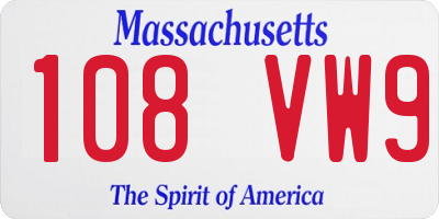 MA license plate 108VW9