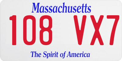 MA license plate 108VX7