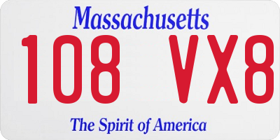 MA license plate 108VX8
