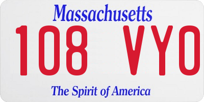 MA license plate 108VY0