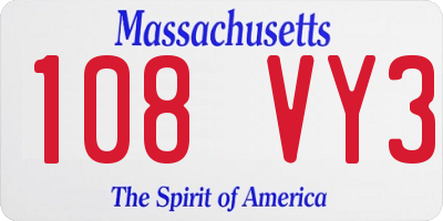 MA license plate 108VY3