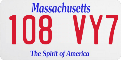 MA license plate 108VY7
