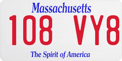 MA license plate 108VY8
