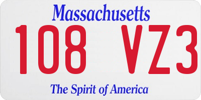 MA license plate 108VZ3