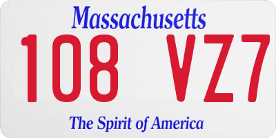 MA license plate 108VZ7