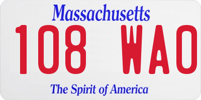 MA license plate 108WA0