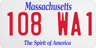 MA license plate 108WA1