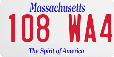 MA license plate 108WA4