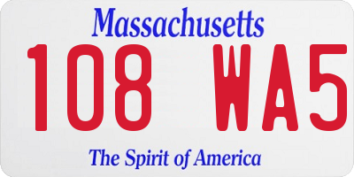 MA license plate 108WA5