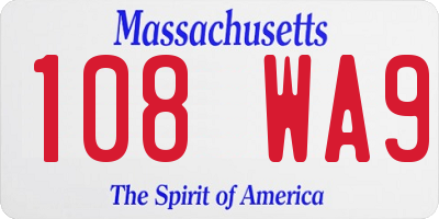 MA license plate 108WA9