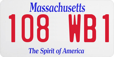MA license plate 108WB1