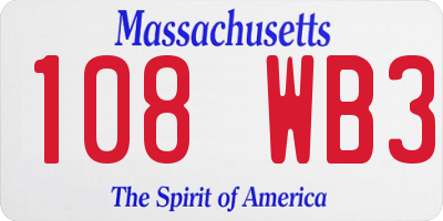 MA license plate 108WB3