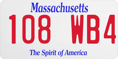 MA license plate 108WB4