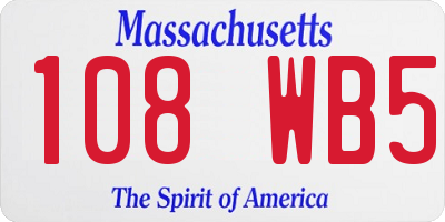 MA license plate 108WB5