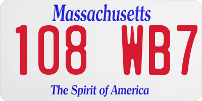MA license plate 108WB7
