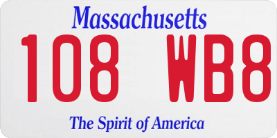 MA license plate 108WB8