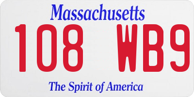 MA license plate 108WB9