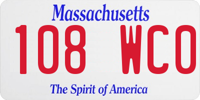 MA license plate 108WC0
