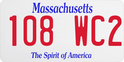 MA license plate 108WC2