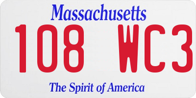 MA license plate 108WC3