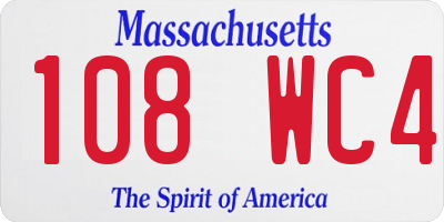MA license plate 108WC4