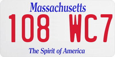 MA license plate 108WC7