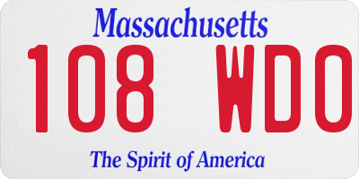 MA license plate 108WD0