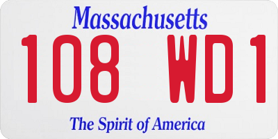 MA license plate 108WD1