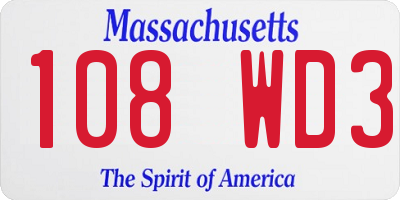 MA license plate 108WD3