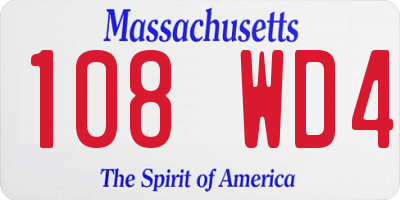 MA license plate 108WD4
