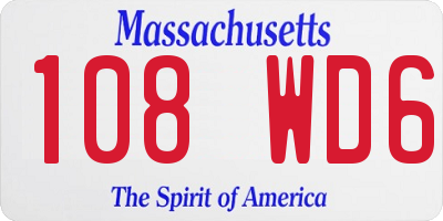 MA license plate 108WD6