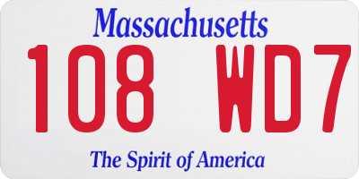 MA license plate 108WD7