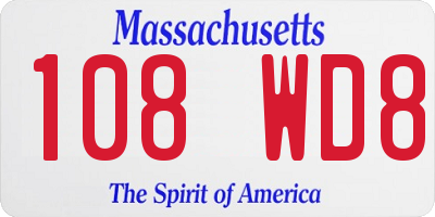 MA license plate 108WD8
