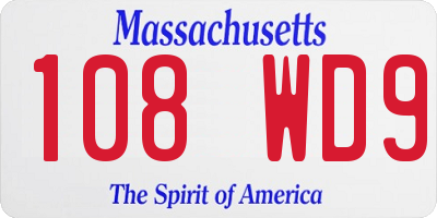 MA license plate 108WD9