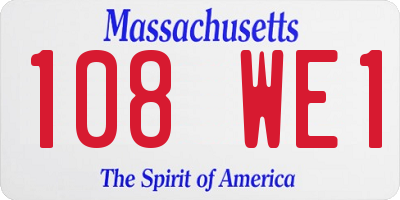 MA license plate 108WE1