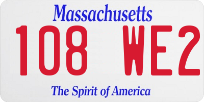 MA license plate 108WE2