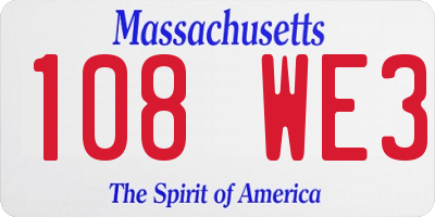 MA license plate 108WE3
