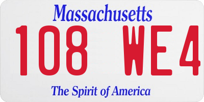 MA license plate 108WE4