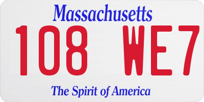 MA license plate 108WE7