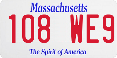 MA license plate 108WE9