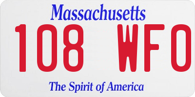 MA license plate 108WF0