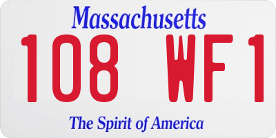 MA license plate 108WF1