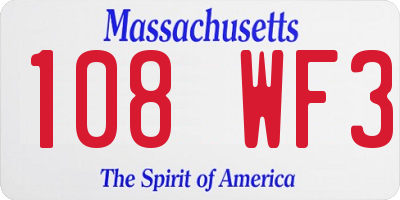 MA license plate 108WF3