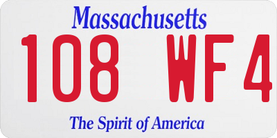 MA license plate 108WF4