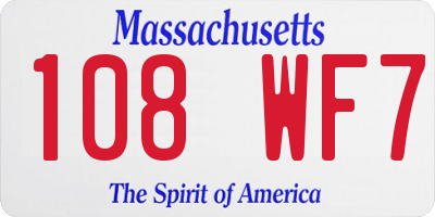 MA license plate 108WF7