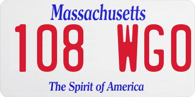 MA license plate 108WG0
