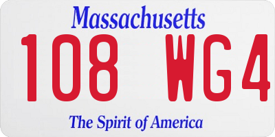 MA license plate 108WG4