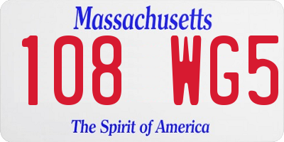 MA license plate 108WG5